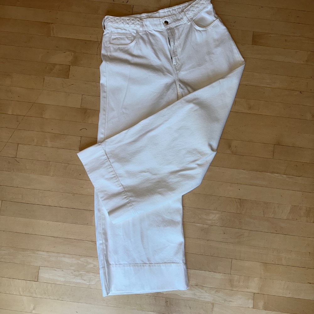 H&M light cream hi rise wide leg jeans, 14, PG1436 - Picture 5 of 9